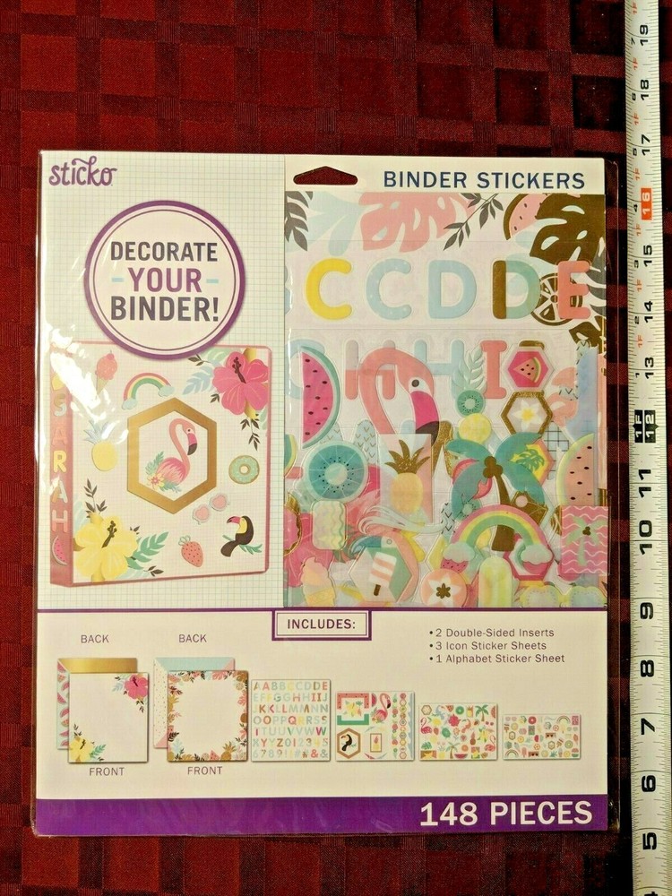 New STICKO TRENDY PASTEL Binder Stickers 148 Pieces Mega Kit Flamingo Alphabet