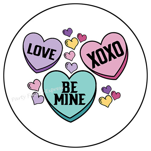 VALENTINES DAY CANDY HEARTS TRIO ENVELOPE SEALS LABELS STICKERS PARTY FAVORS