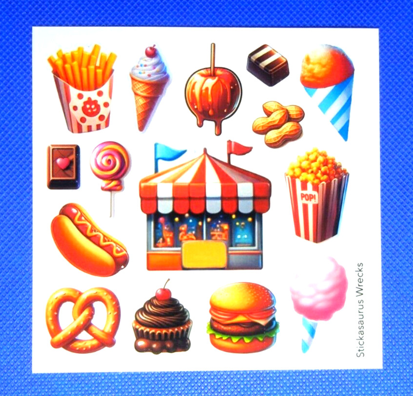 Carnival Fair Foods & Sweet Treats Stickers Sheet