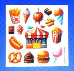 Carnival Fair Foods & Sweet Treats Stickers Sheet