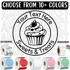 40 CUSTOM Bakery STICKERS 2″ LABELS SEALS Food Treats Cupcakes SCRATCH RESISTANT
