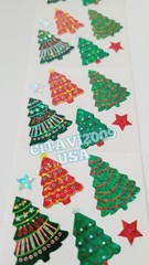 Jillson & Roberts HAMBLY STICKERS PRISMATIC GLITTER HOLIDAY CHRISTMAS TREES.