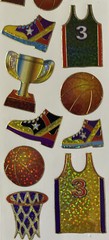 PRISMATIC BASKETBALL Stickers (18pc)2.5″x 10″ Sparkle•Sport•Jersey￼•Trophy•Ball