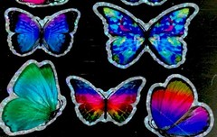 EXOTIC✨BUTTERFLIES✨9✨STICKERS✨🦋✨💖✨🦋✨💜✨🦋✨🧡✨5” X 3”✨SPARKLES✨BEAUTIFUL✨💫