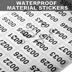 001-2000 Pieces Inventory Number Sticker Labels Self Adhesive Waterproof Labels