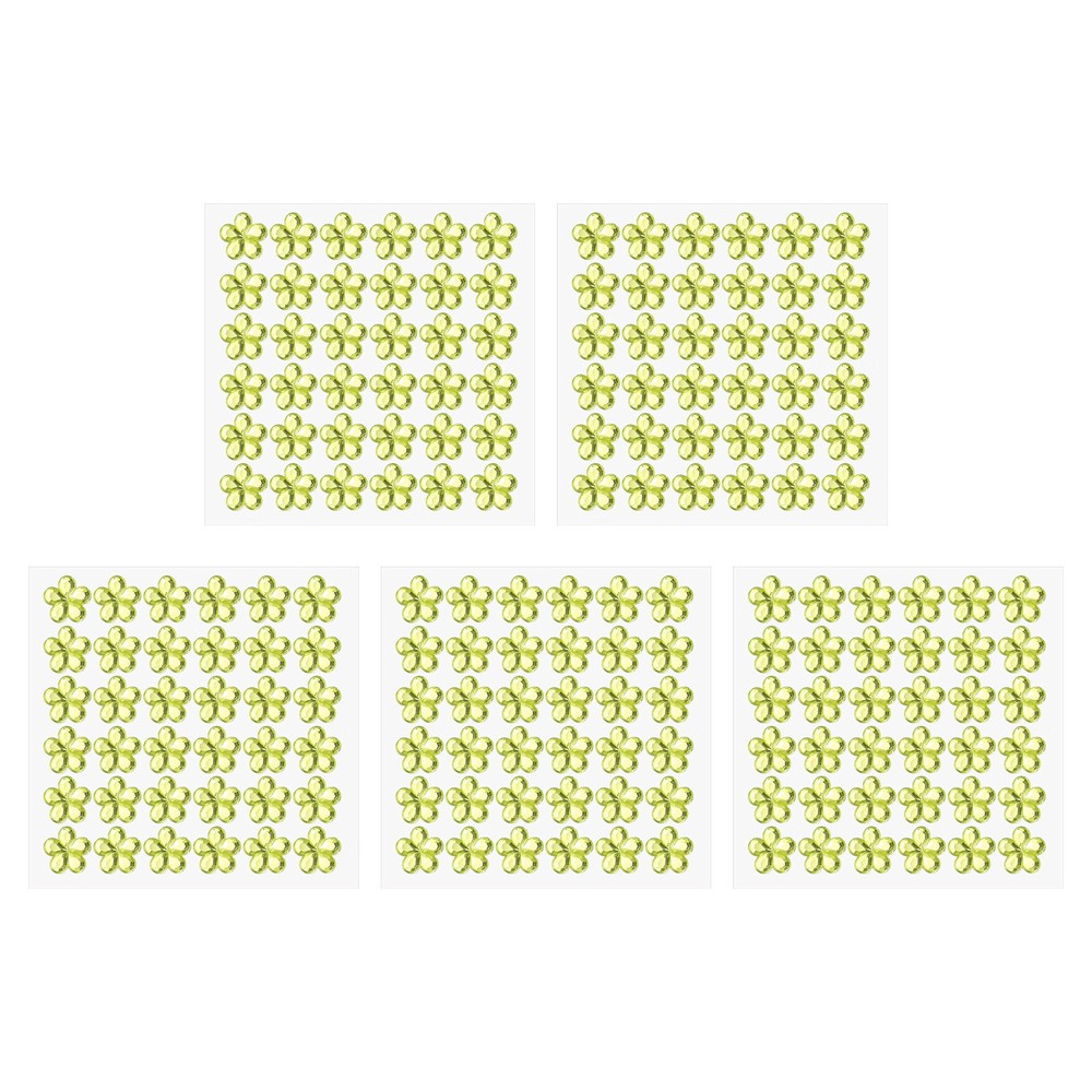 5 Sheet/180 Pcs Flower Self-Adhesive Rhinestone Sticker Light Yellow
