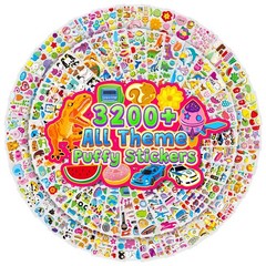 3200+ 3D Puffy Stickers for Kids in Box, 64 Sheets Cute Animal Stickers Bulk