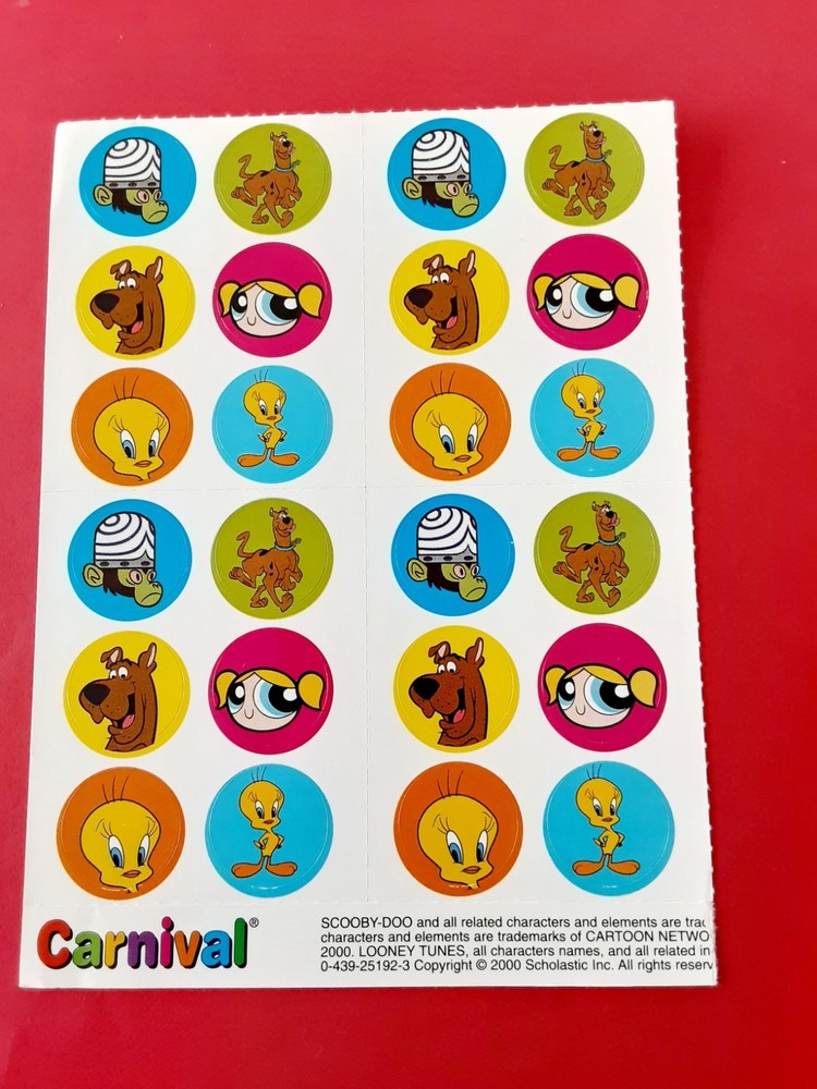 Scholastic cartoons scooby powerpuff tweetie bird perforated sticker sheet