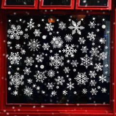 Glitter Snowflake Window Clings, 147PCS Silver Sparkling Christmas Window Cli…