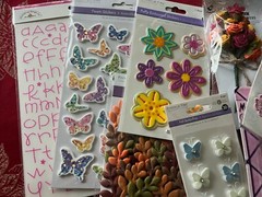 LOT OF 8 FLORAL & METAL STICKERS & EMBELLISHMENTS #368