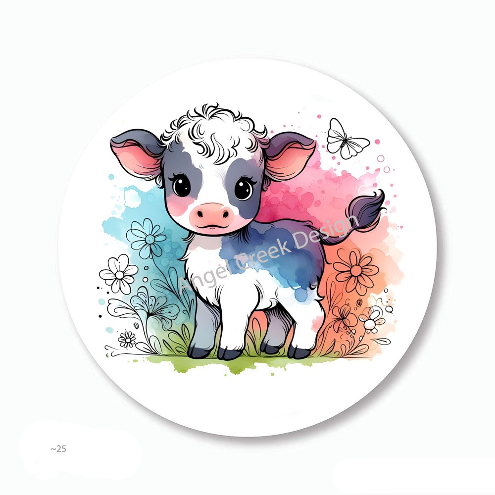Farm Cow Envelope Seals Scrapbook Stickers Barnyard Cow Favors Labels