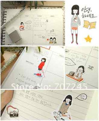 #37 cute paper doll pencil cartoon pvc stickers notebook diary decoration