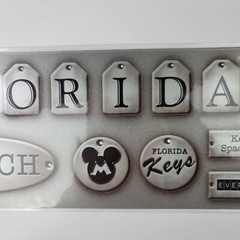 39 Pc Florida Scrapbook Die Cuts Silver Antiqued Metallic Destinations Mickey