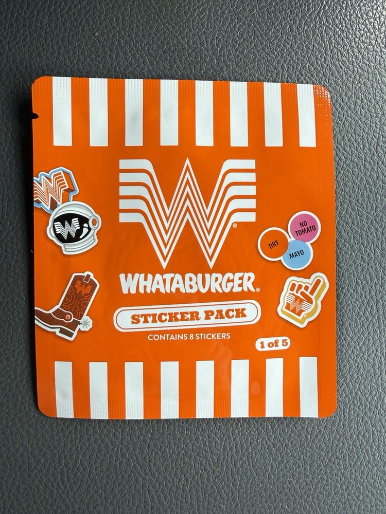 2026 Whataburger Kids Meal Sticker Pack 1 of 5 Collectible Sealed Set of 8 New
