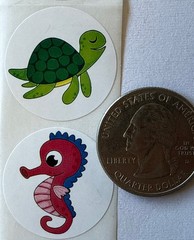 LITTLE SEA CREATURE Stickers(8pc) Ocean*Seahorse*Tropical Fish*Turtle*Starfish*