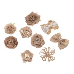 9Pcs Jute Bows Embellishments Bowknot Handmade Material Charms Rustic for