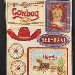 Debbie Mumm Cowboys 5.5″x13″ Die-Cut Sticker Sheet scrapbooking