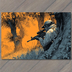 STICKER Sniper Camouflage Rifle Forest Trees Orange Glow Tactical Stealth