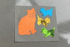 Vintage Mylar Foiled Cats Sticker Mod, Hambly Brand, Santa Clara CA, 4 Cats