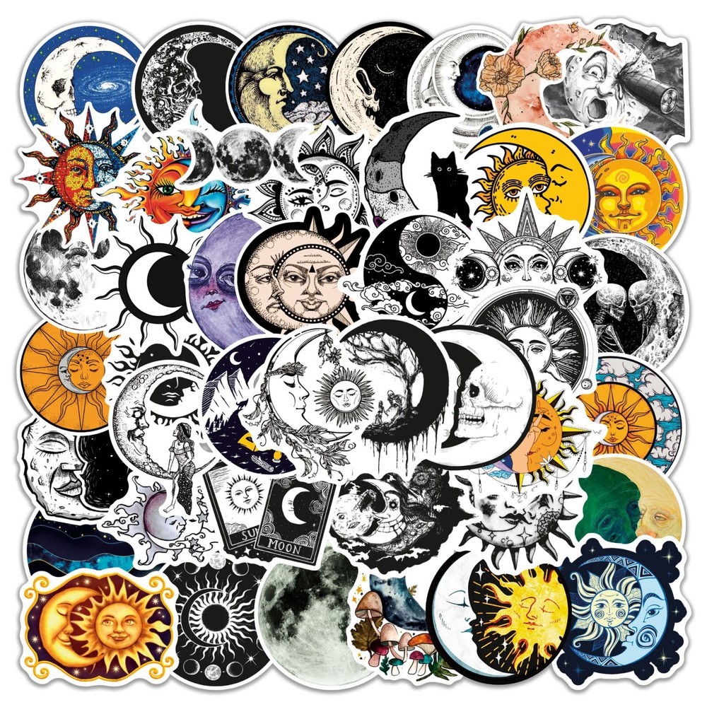 50pcs MOON Phase Stickers, Full Crescent New Moon, Mystery, Witch,Astrology, 203