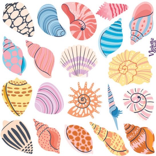 Violette Stickers Pastel Seashells Sea Life Crafts Planner Supply Scrapbook