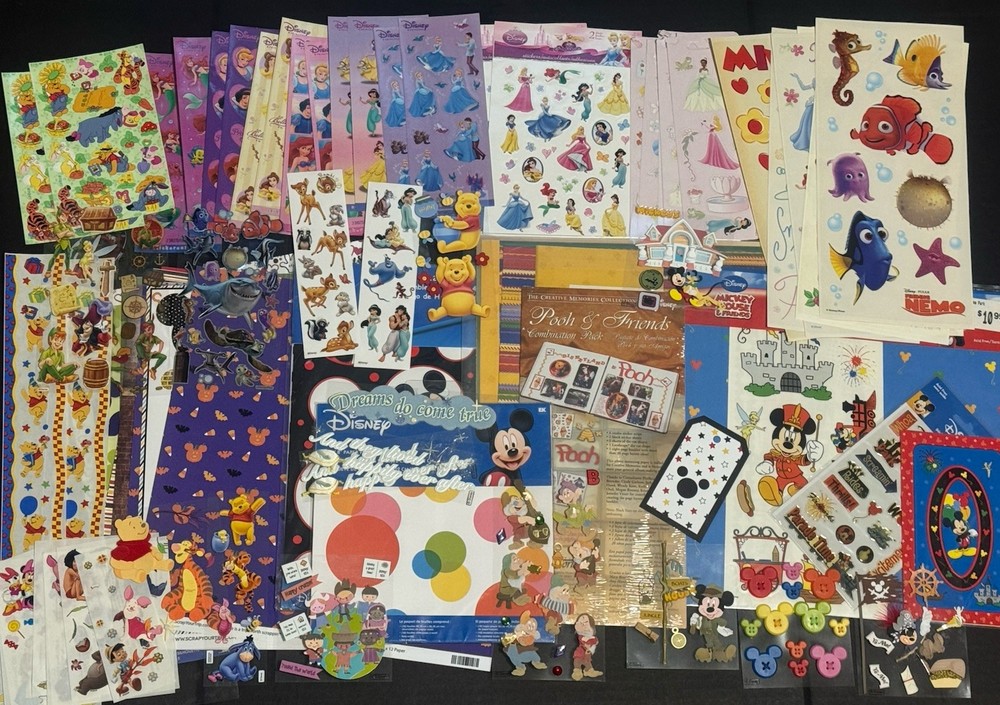 Scrapbooking Lot Disney Mickey Mouse Winnie The Pooh Princesses Sticker & Pages