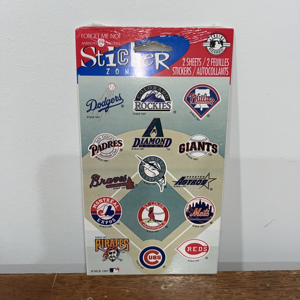 Forget Me Not American Greetings Baseball Team MLB Stickers NEW Vintage 1997