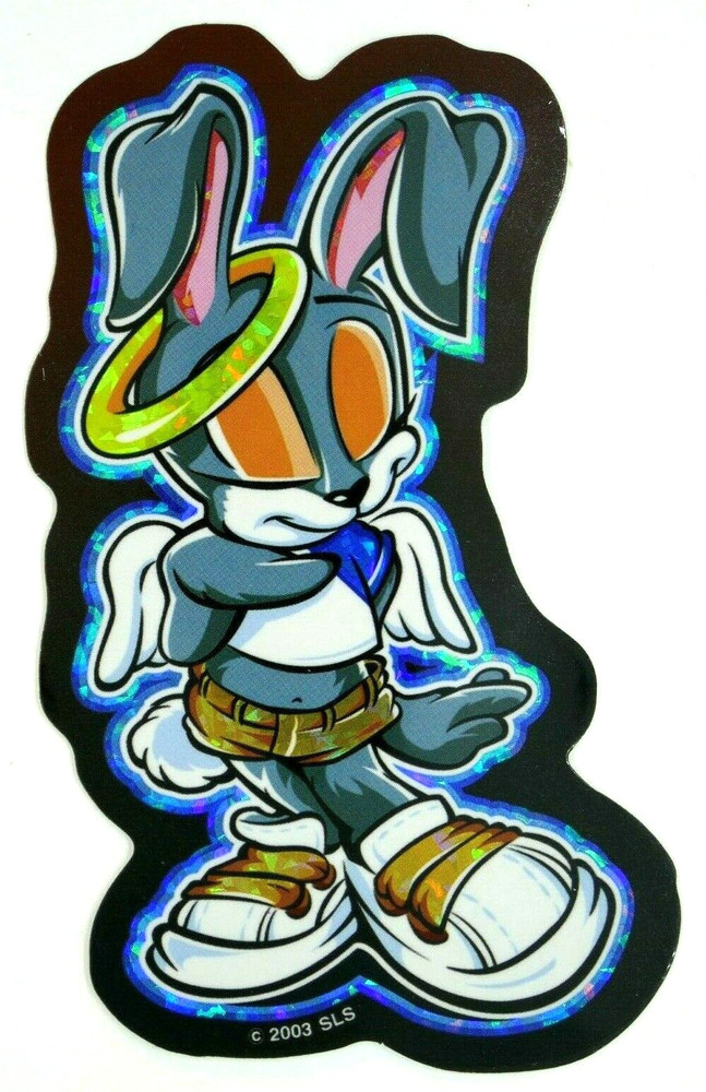 Cute Angel Bunny Prism Sticker Decal Glossy Holo Vintage Collectible #1 of 15