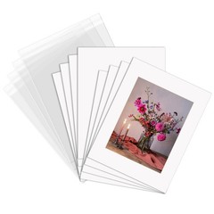 12 PCS 8×10 Inch White Picture Mats Fits 5×7 Inch Photo Core Bevel Backing Bag