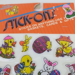 14 Vtg Stick-Ons Easter Unlimited Puffy Easter Bunny Eggs Chicks Stickers NOS