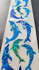 HAMBLY STUDIOS STICKERS PRISMATIC GLITTER BLUE TEAL DOLPHINS VINTAGE RARE
