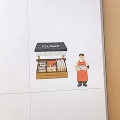Fish Market Decorative Stickers Seafood Illustration for Journaling Scrapbook
