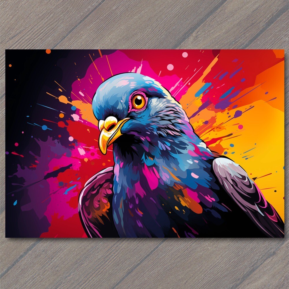 STICKER Pigeon Smile Happy Retro Pop Art Splash Colors Cute Fun Bird Vibrant