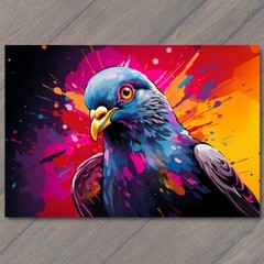 STICKER Pigeon Smile Happy Retro Pop Art Splash Colors Cute Fun Bird Vibrant
