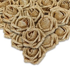 IPOPU Foam Gold Roses,50pcs Glitter Roses Gold Flowers Gold Roses with Stems …