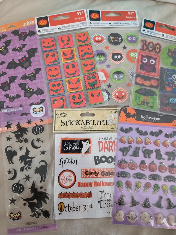 Vintage Halloween Scrapbook Sticker Multi-Brand Theme Pack Lot of 7