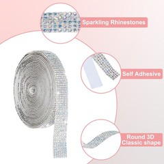 4 Yard 7 Rows Self Adhesive Crystal Rhinestone Ribbon Roll AB Color