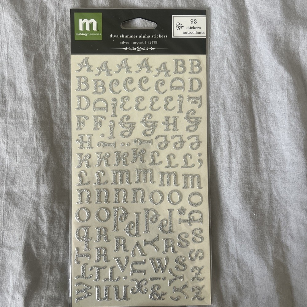 Making Memories Creative Letters Stickers 93 Diva Shimmer Alpha Silver 32479