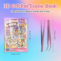 3D Sticker Book Scene, 20 Sets DIY Miniature World Craft Kit