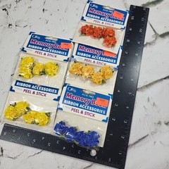 Vintage Peel & Stick Ribbon Roses Lot Of 5 Packs Yellow Blue Orange Crafts