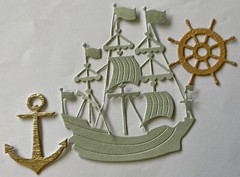 PIRATE SHIP Die-Cuts(9pc)Oceans•Jolly Rodgers•Sail•Pirates•Helm•Anchor •Sea•Wind