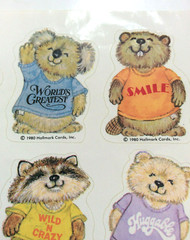 VINTAGE 1980 HALLMARK STICKERS SHIRT TALES ANIMALS – 1 FULL SHEET – *SUPER RARE*
