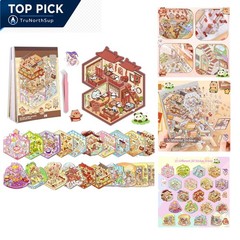 20 Sets DIY 3D Sticker Scene Collection Book, Miniature Cute Cartoon Animal Stic