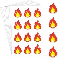 Fulmoon 144 Pcs Fire Vinyl Stickers 1.18 x 0.91 Inches Waterproof Red, Yellow