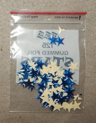 3 Packs Vintage Blue Star Foil Gummed Stickers (1/2″, 125 per pack, 375 total)
