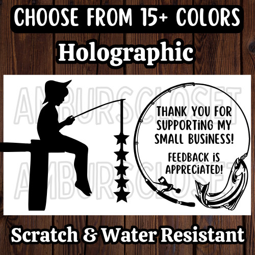 50 FISHING STICKERS 2.25″ LABELS SEAL THANK YOU SMALL BUSINESS SCRATCH RESISTANT