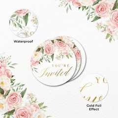Pink Floral You’re Invited Stickers 108pcs