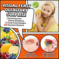 HORIECHALY 3 Rolls Scratch and Sniff Scented Stickers for Kids, 600 Pcs Smell…