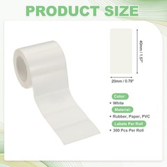 300 Pcs Thermal Sticker Paper, 1.6×0.8″ Square Thermal Printer Label, White