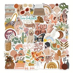 50pc Cute Aesthetic Boho Sticker Pack Lot Laptop, Phone, Scrapbook, Journaling